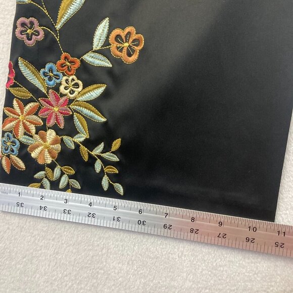 Y2K Spenser Jeremy 16W Black Satin Floral Embroidered Wide Leg Dress Pants Boho - Picture 12 of 15